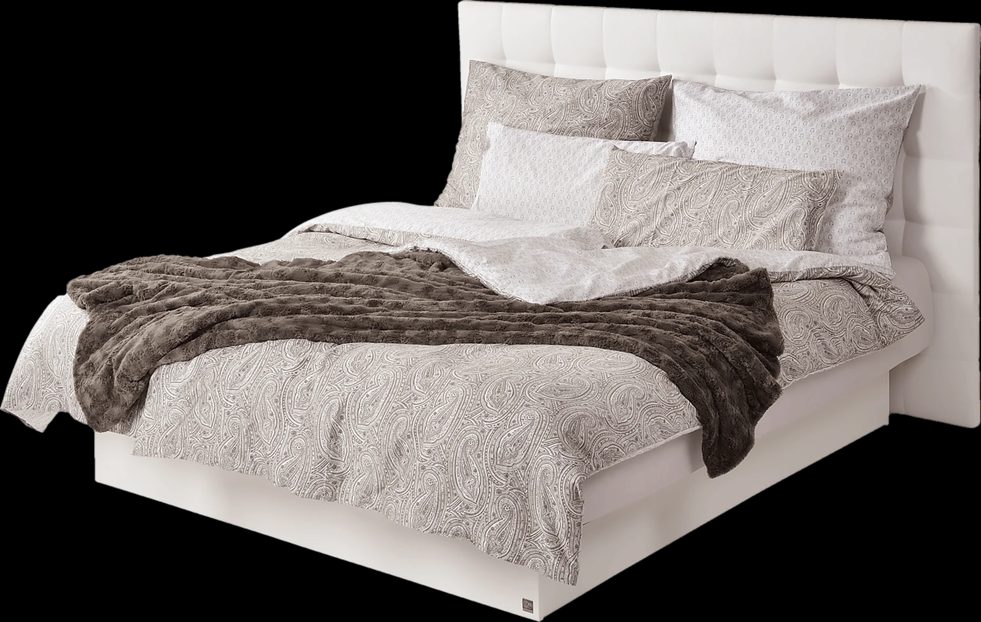 Wasserbett Lectus von ITW mit gepolstertem Kopfteil und heller Bettwäsche